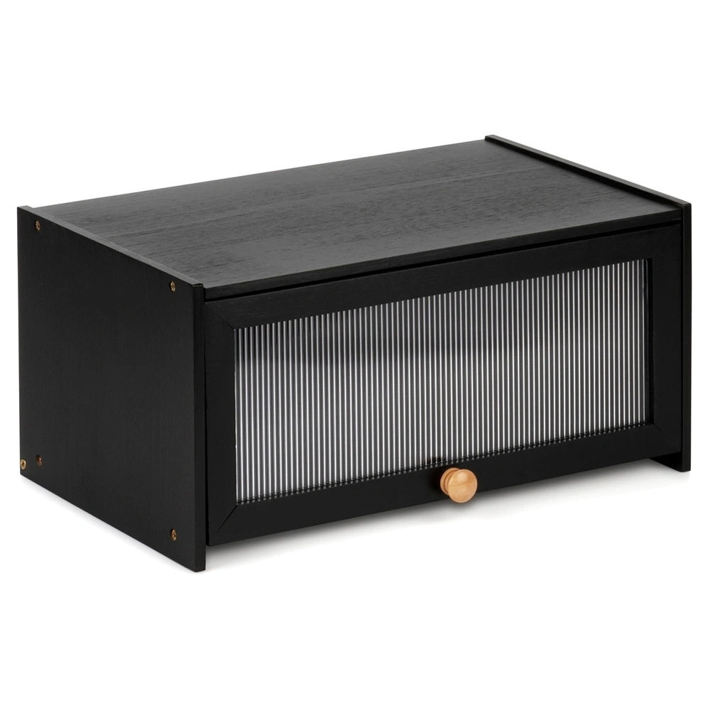 Black Bamboo Bread Box 40x25x20 Cm