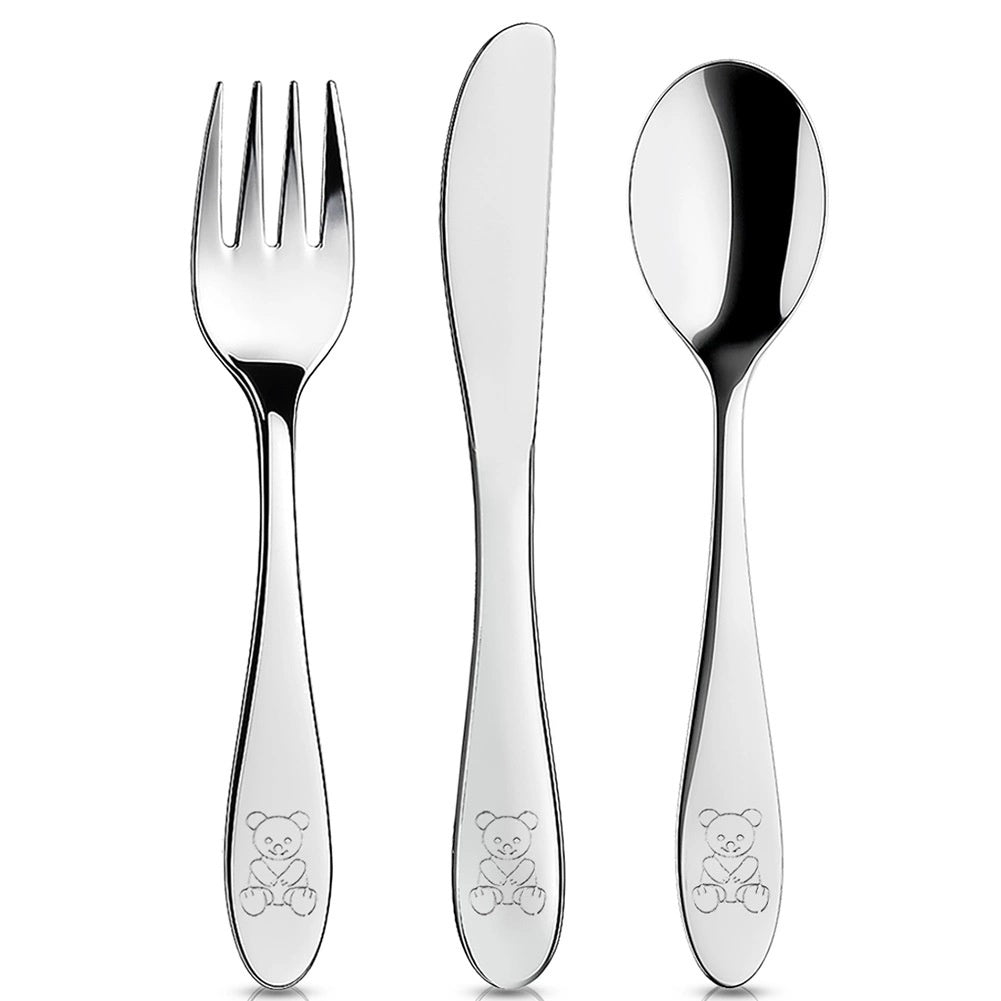 Children's Stainless Steel Cutlery Set, Bear Motif, 3 Pcs