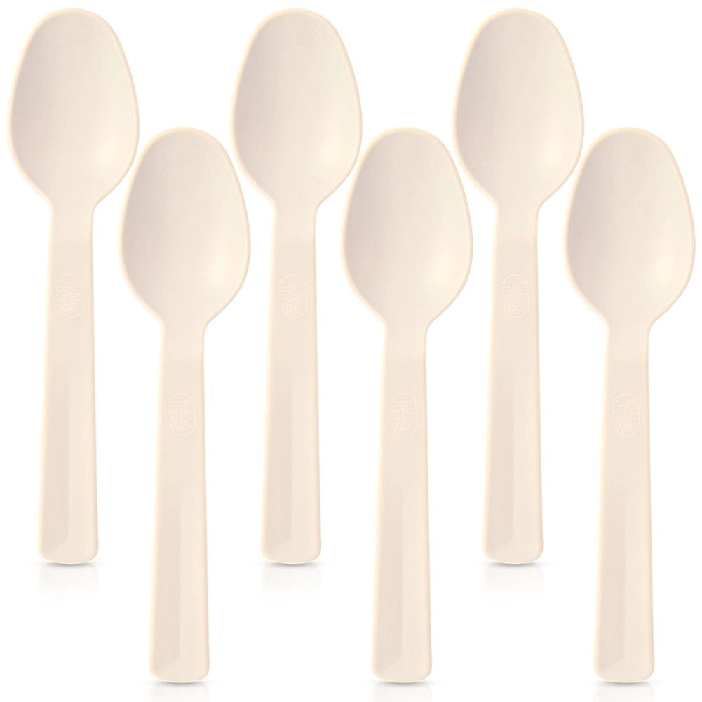 Plastic Table Spoons, Cream, Set Of 6, 14 Cm