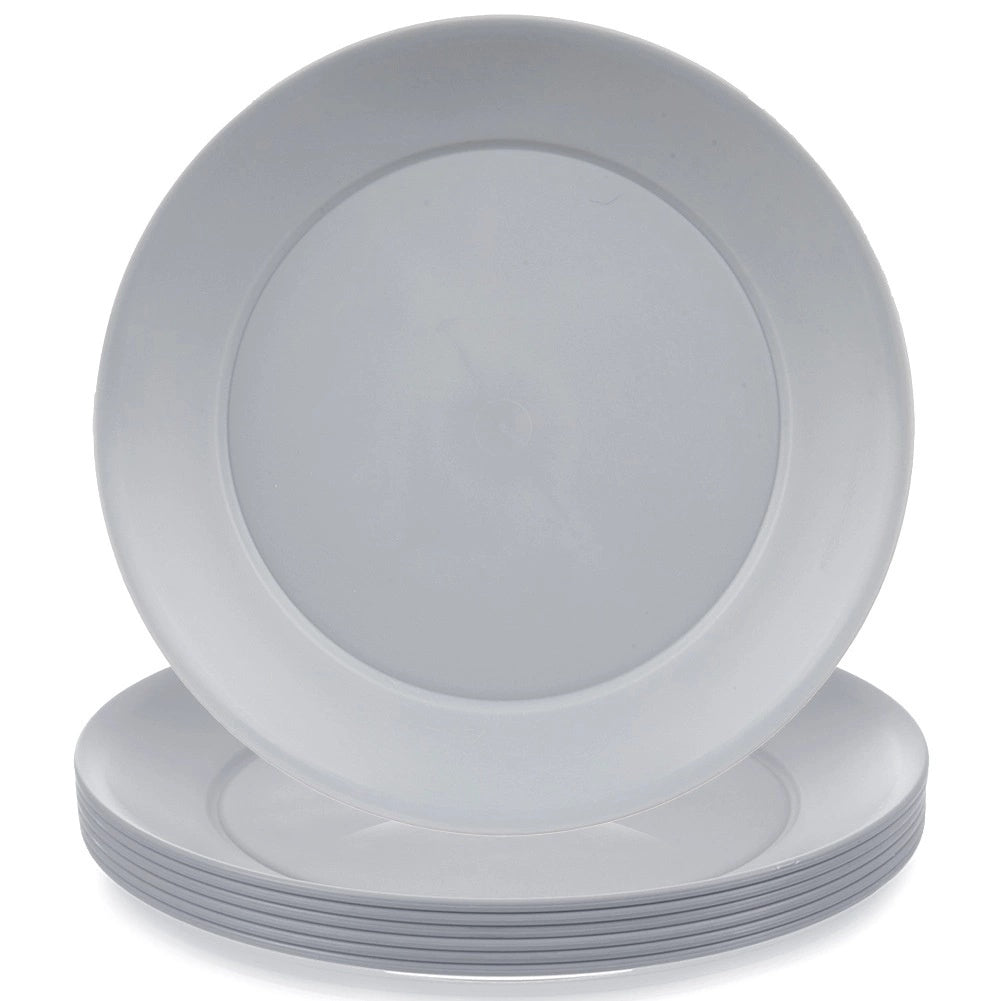 Gray Plastic Dinner Plates, 23.5 Cm, Set Of 6