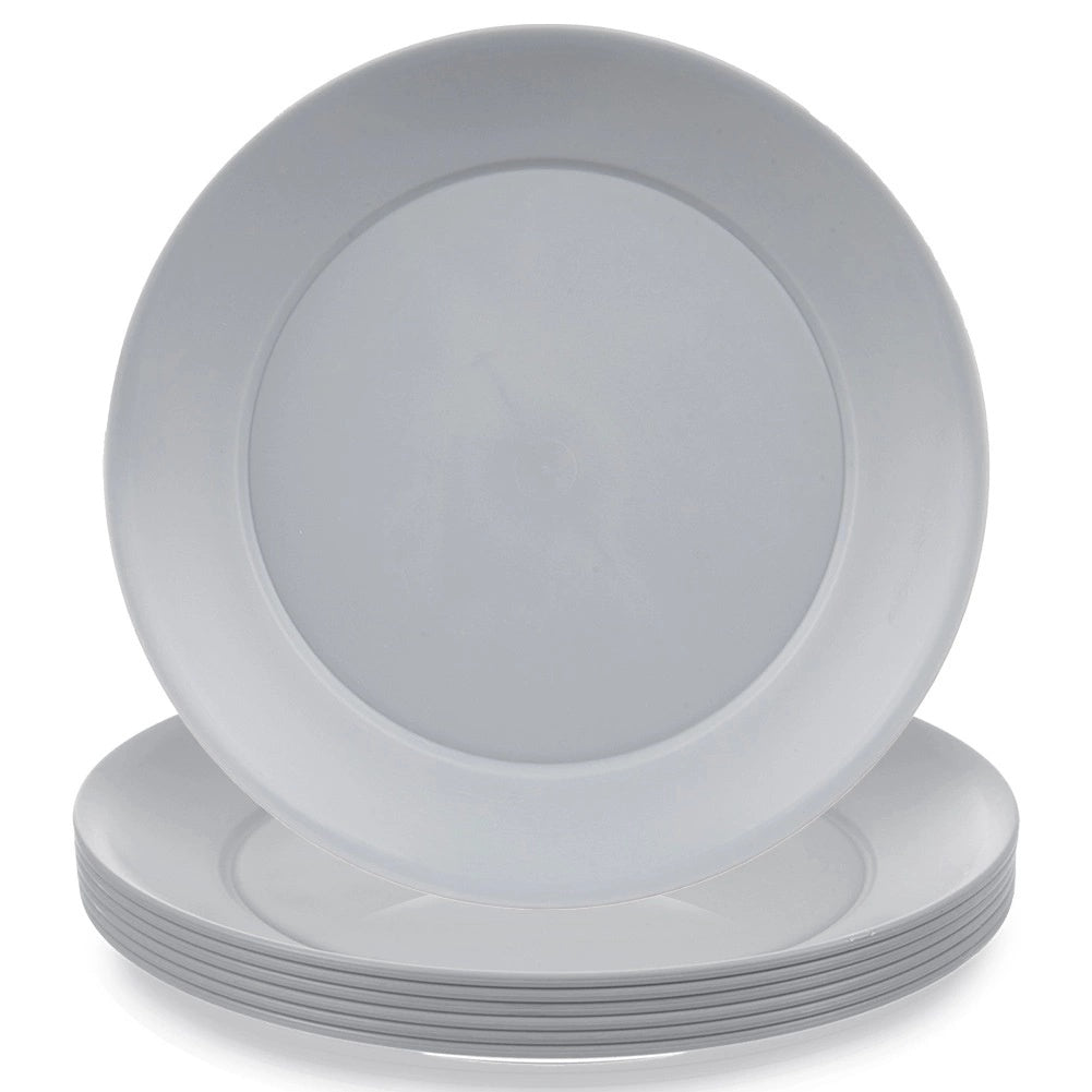 Plastic Dessert Plates, Gray, 20.5 Cm, Set Of 6