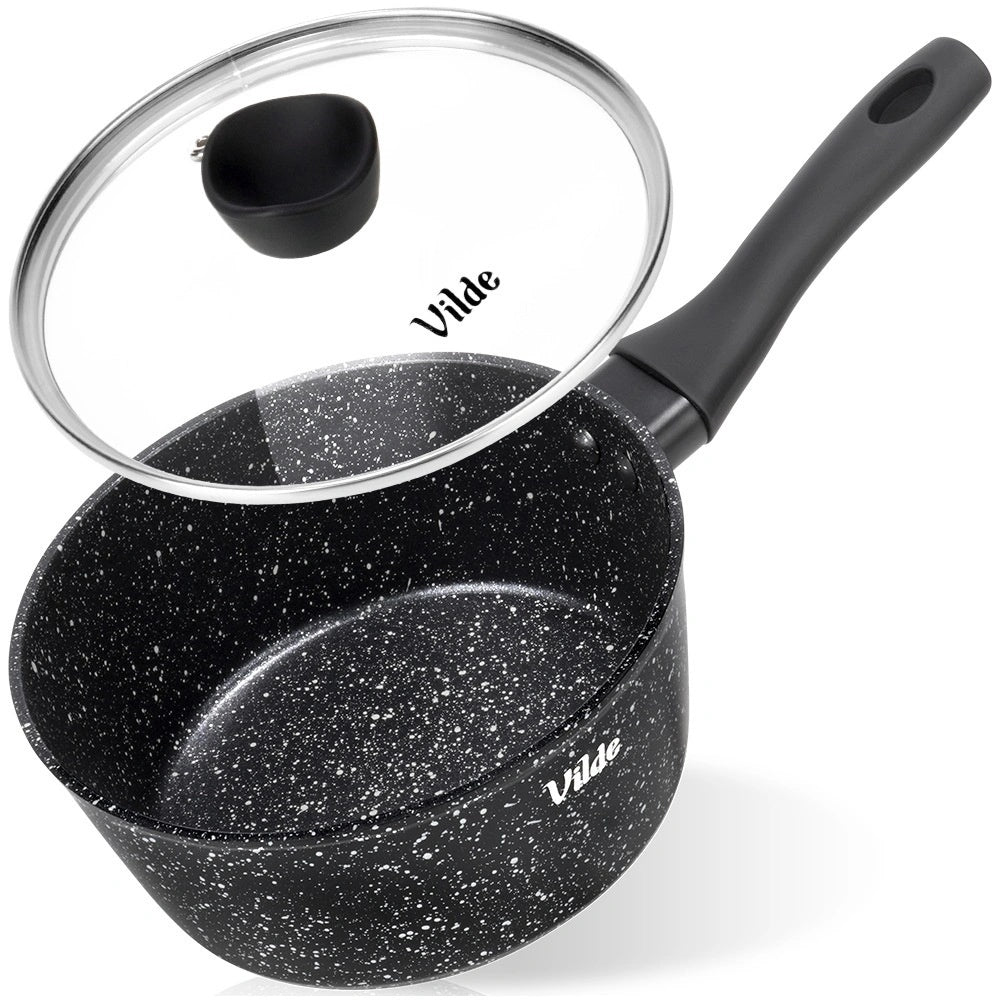 Granite Non-stick Saucepan With Glass Lid, 16 Cm, 1.1 L