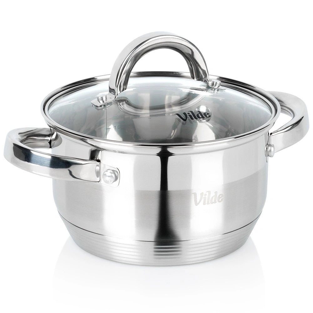 Stainless Steel Pot With Glass Lid, 1.75l, 16cm