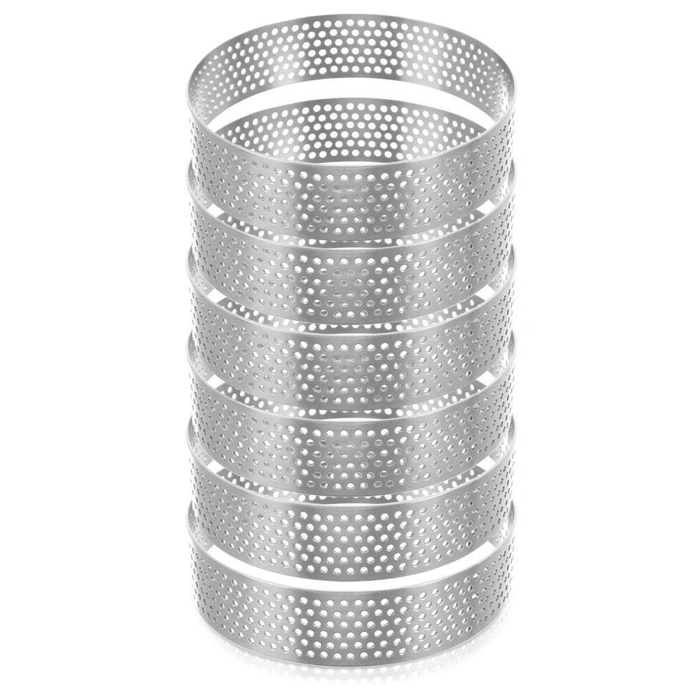 Steel Mini Tart Pans, Perforated, Set Of 6, 8 Cm