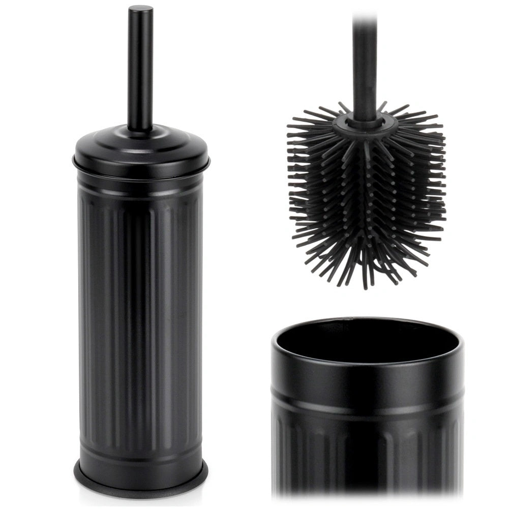 Silicone Toilet Brush With Metal Holder, Black, 37 Cm