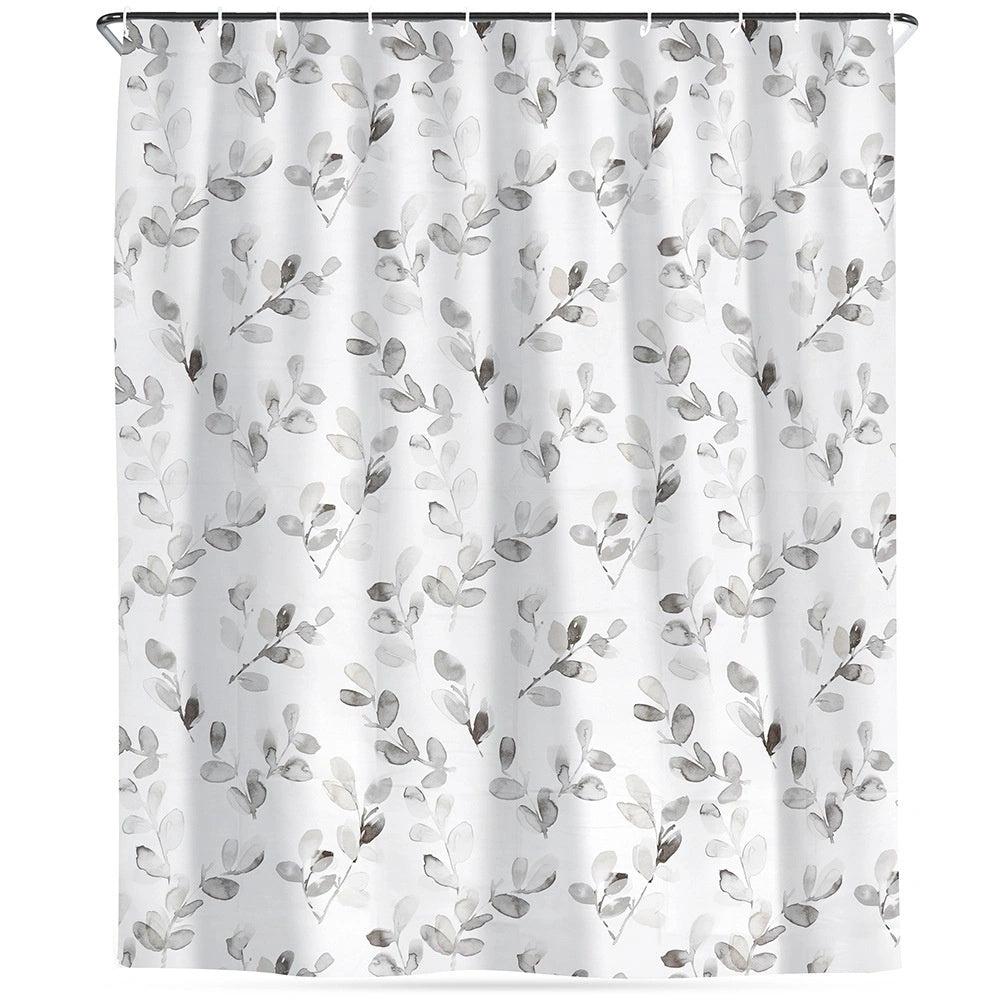 Waterproof Peva Shower Curtain With Hooks, 180x180 Cm