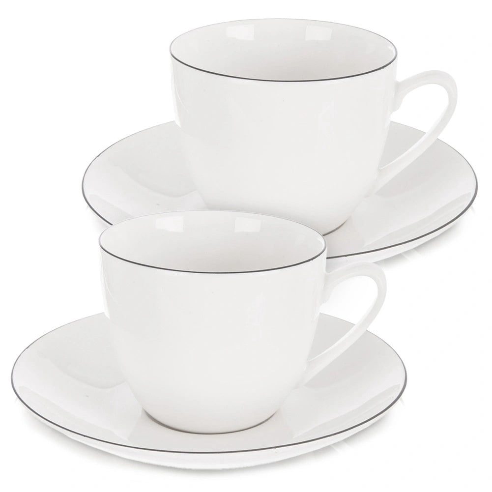 Porcelain Cup And Saucer Set, White, 200ml, 2 Pieces