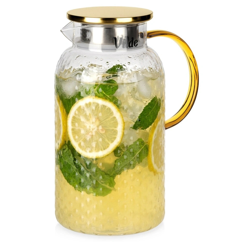 Glass Pitcher With Lid And Strainer, 2l Capacity