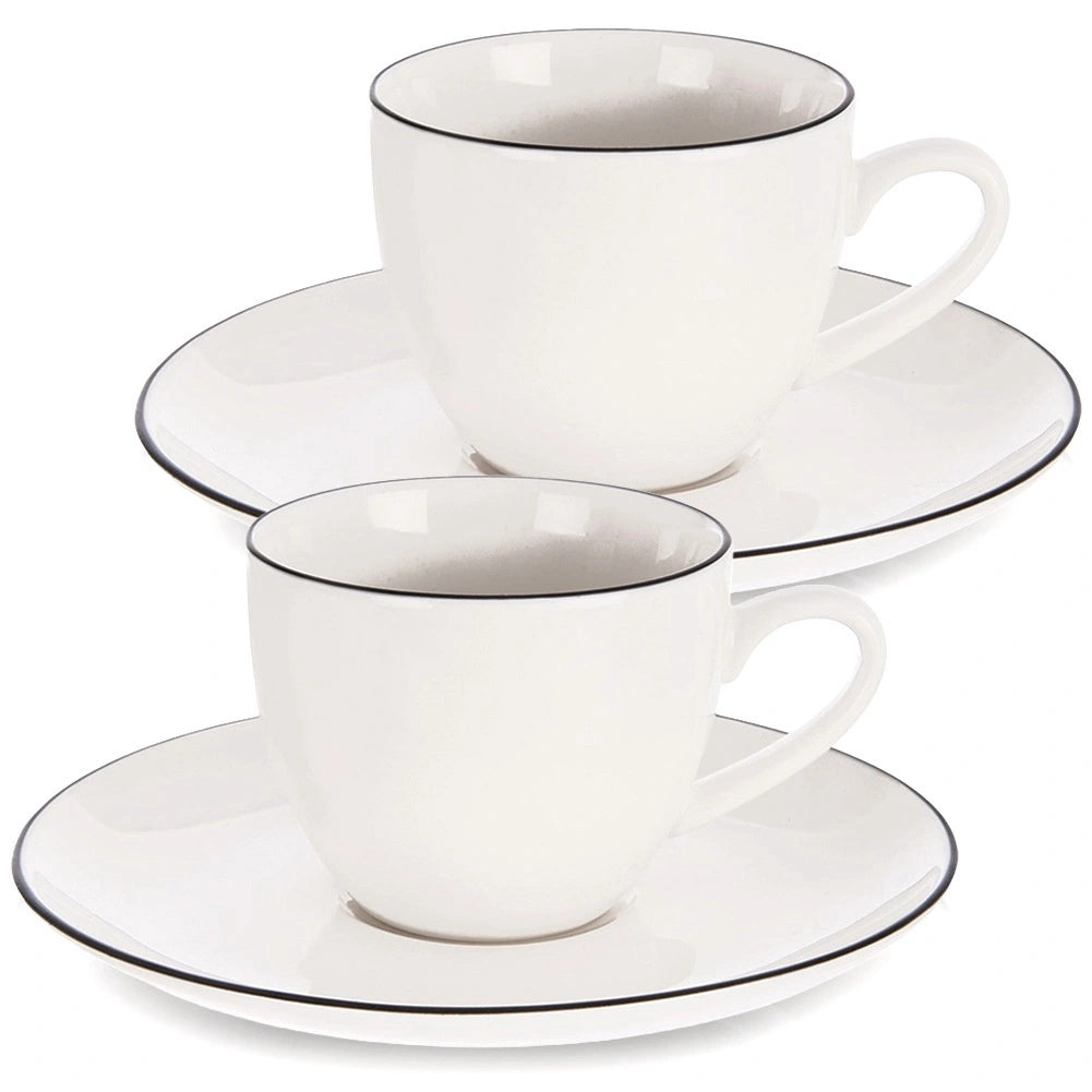 Porcelain Espresso Cup And Saucer Set, 100 Ml, 2 Pcs