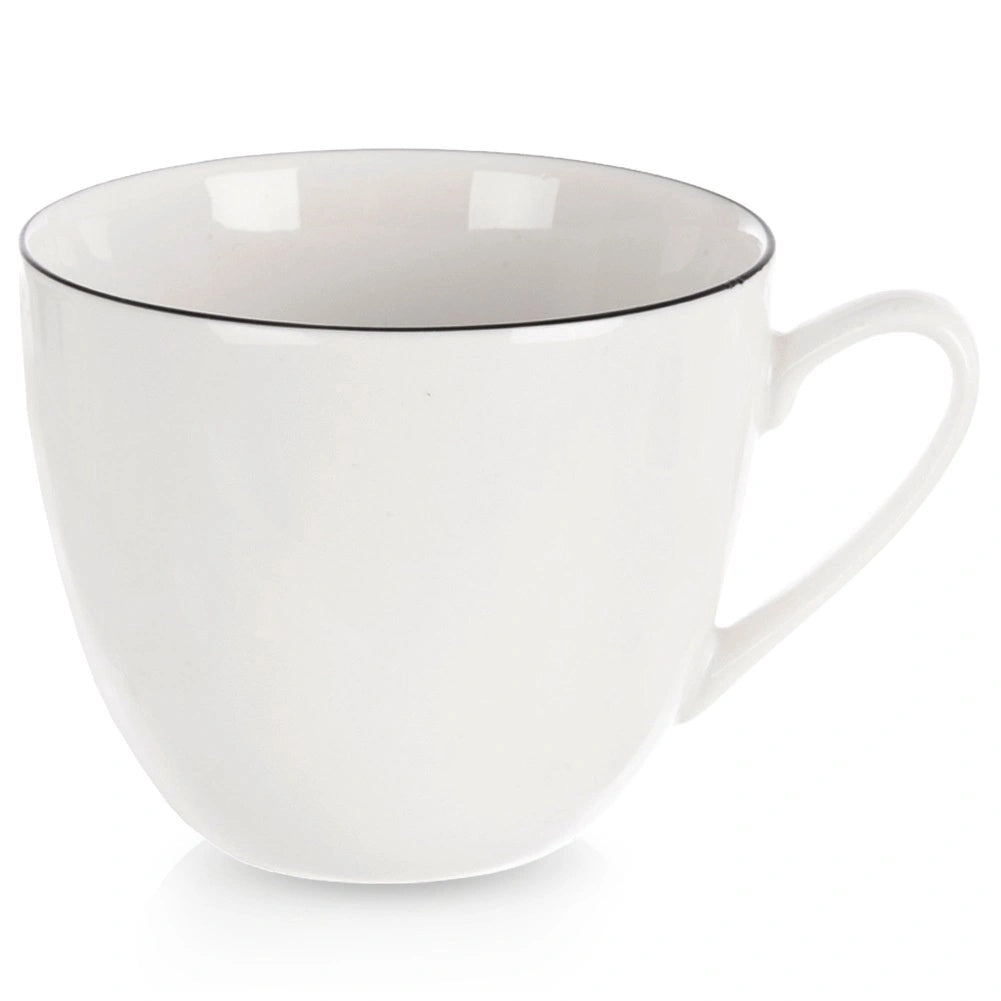 Porcelain Coffee/tea Cup, White, 200 Ml, Black Rim
