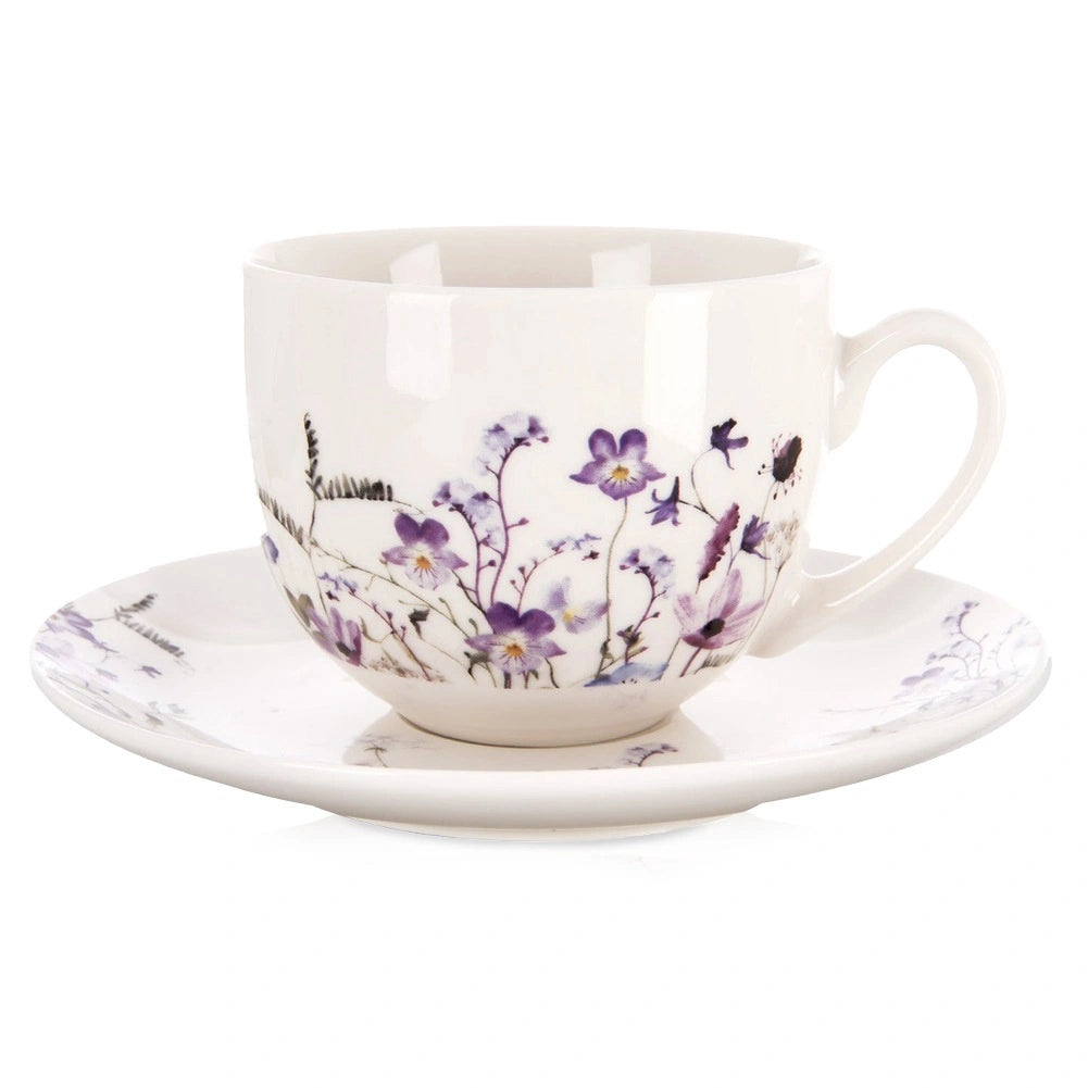 Porcelain Cup And Saucer, 260 Ml, Wildflower Design