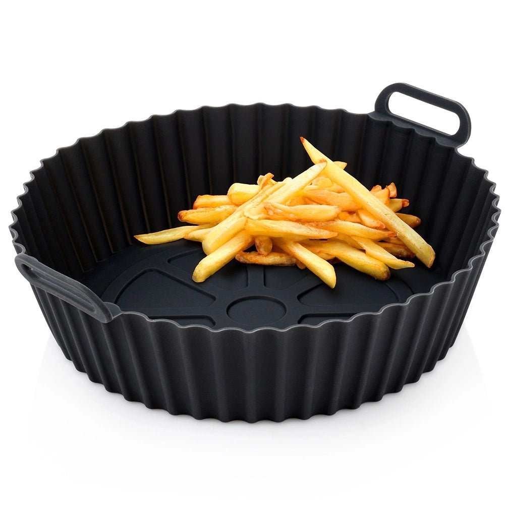 Silicone Air Fryer Liner, Reusable, Black, 20.5 Cm