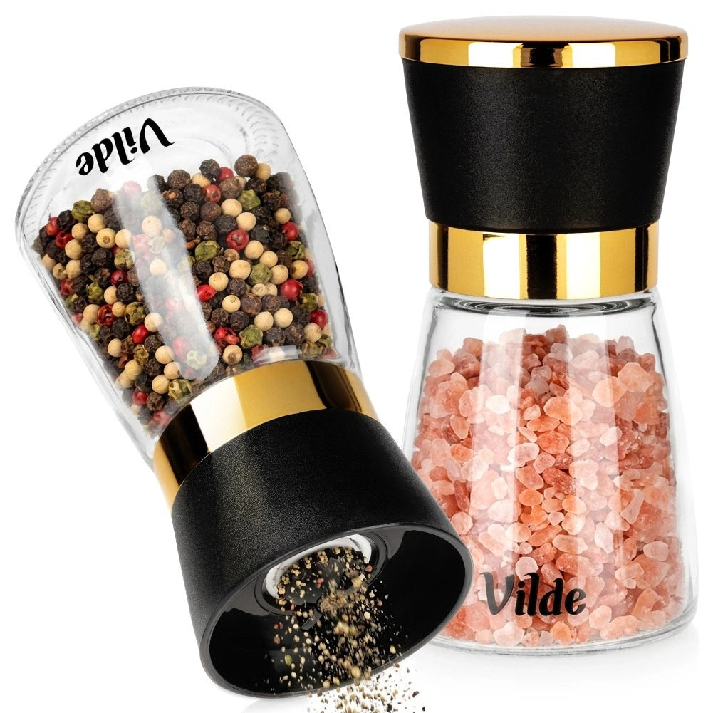 Glass Salt And Pepper Mill Set, 13.5 Cm, 2 Pieces
