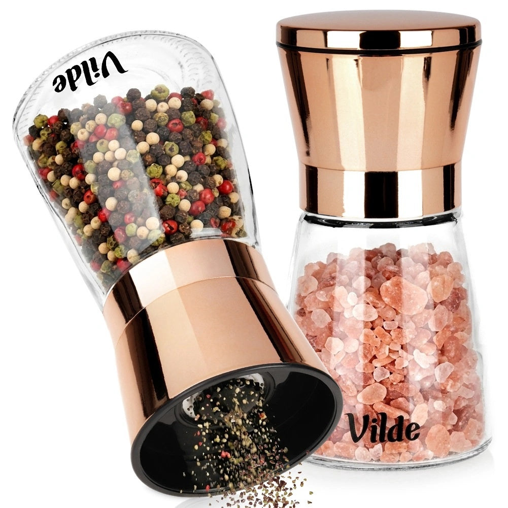 Glass Pepper And Salt Mill Set, 13.5 Cm, 2 Pieces