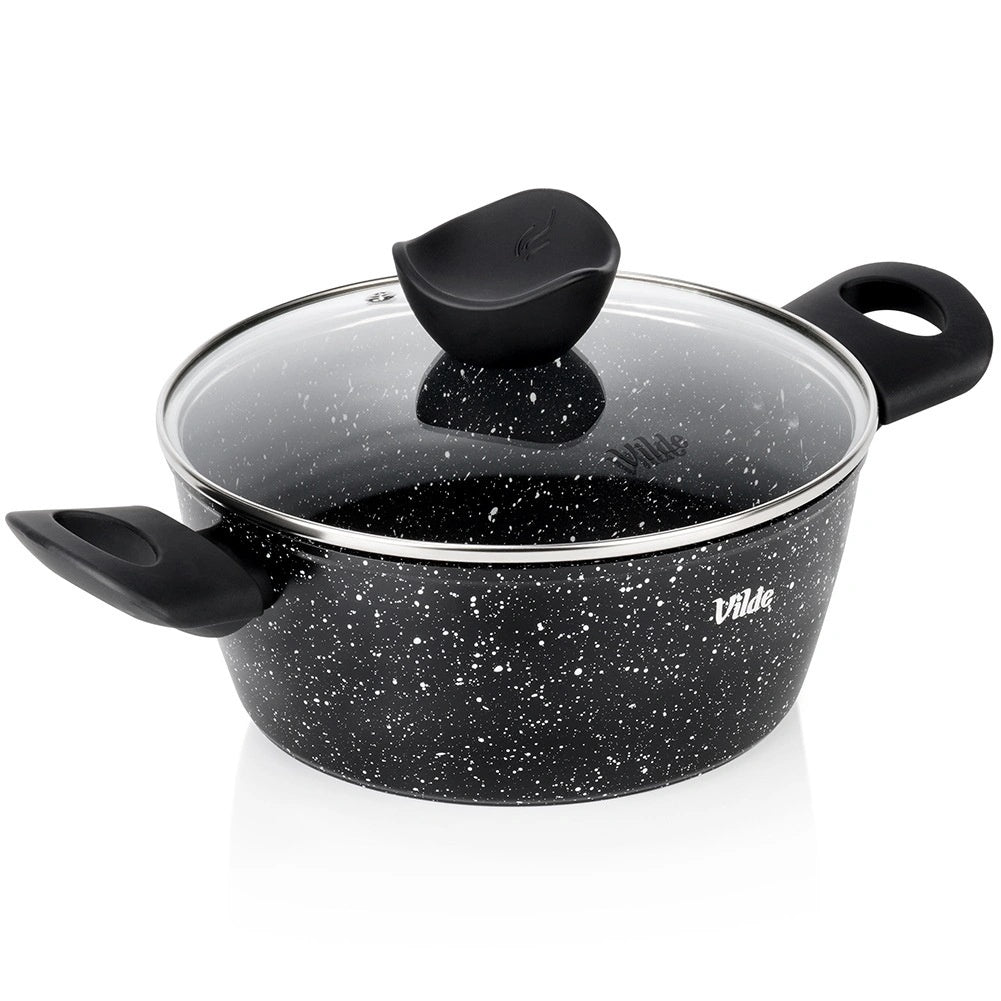 Granite Non-stick Pot With Glass Lid, 20 Cm, 2.2 L