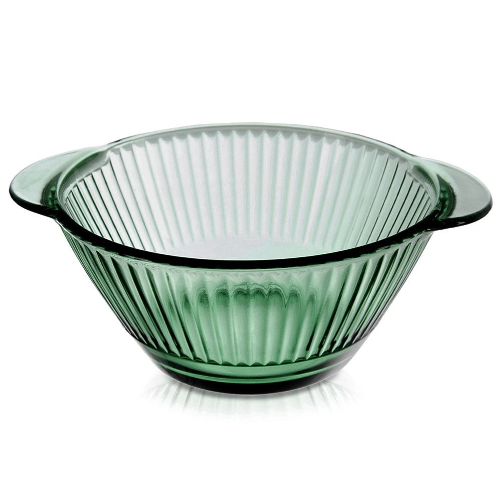 Green Glass Soup Bowl With Handles, 450 Ml Capacity