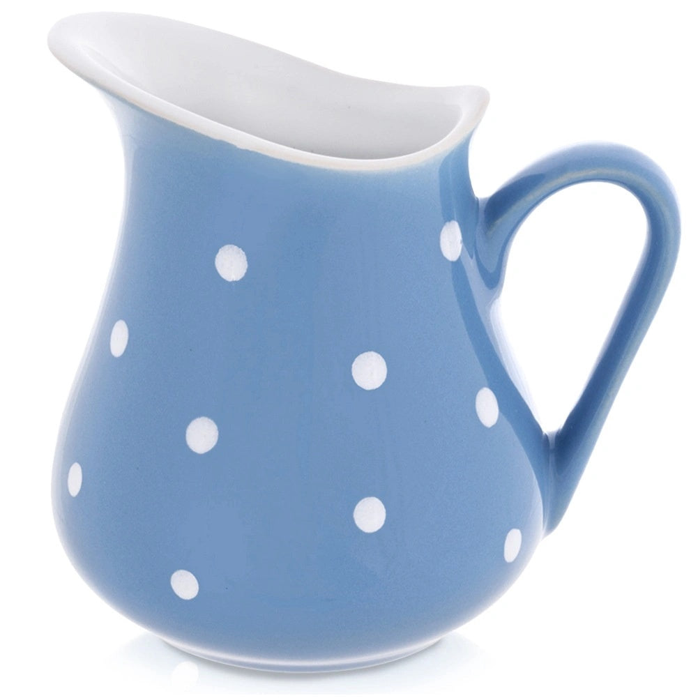 Ceramic Blue Jug With Polka Dots, 480 Ml