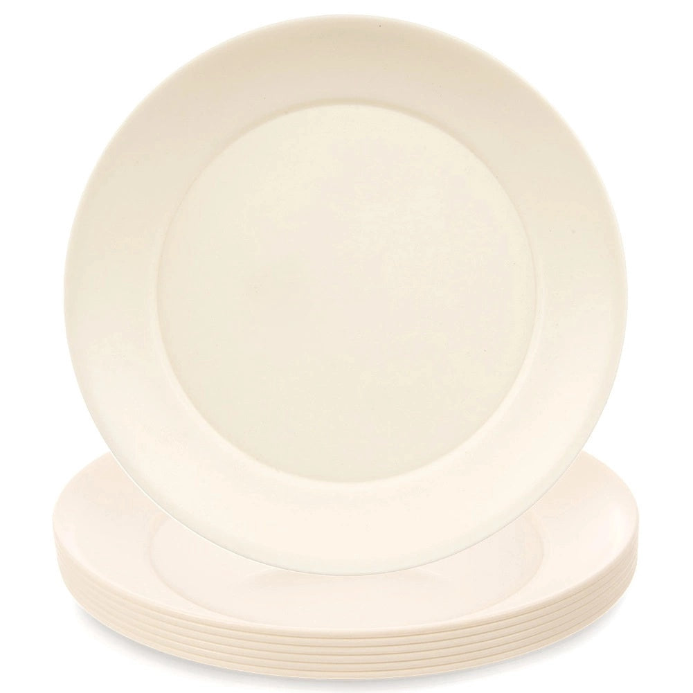 Plastic Dinner Plates, Cream, 23.5 Cm, Set Of 6