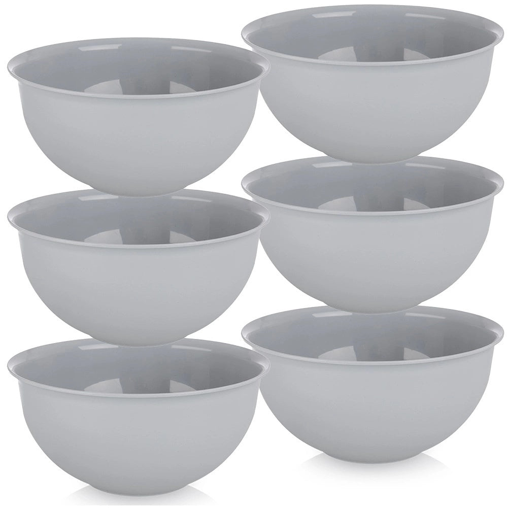 Set Of 6 Gray Plastic Bowls, 13 Cm, 500 Ml