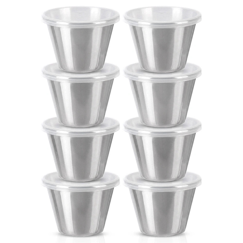 Stainless Steel Sauce Bowls With Lids, 70ml, Set Of 8