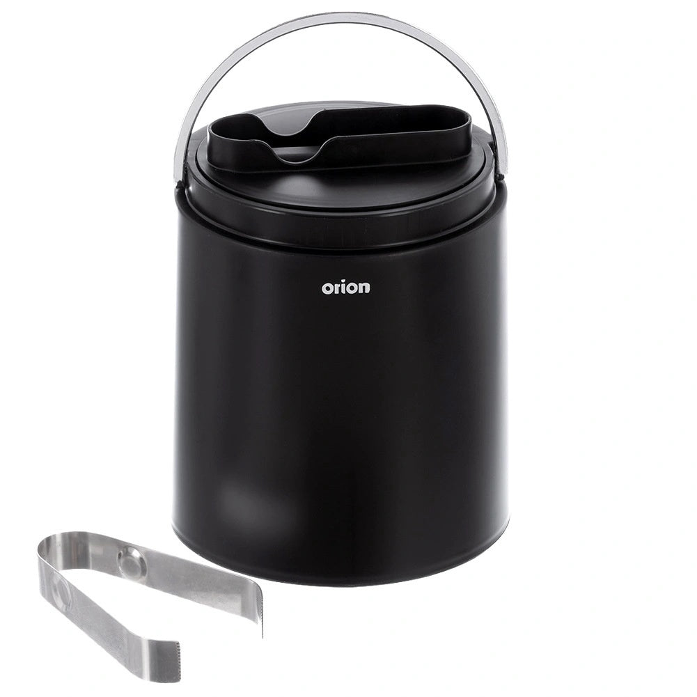 Stainless Steel Ice Bucket With Lid And Tongs, 1.9l, Black