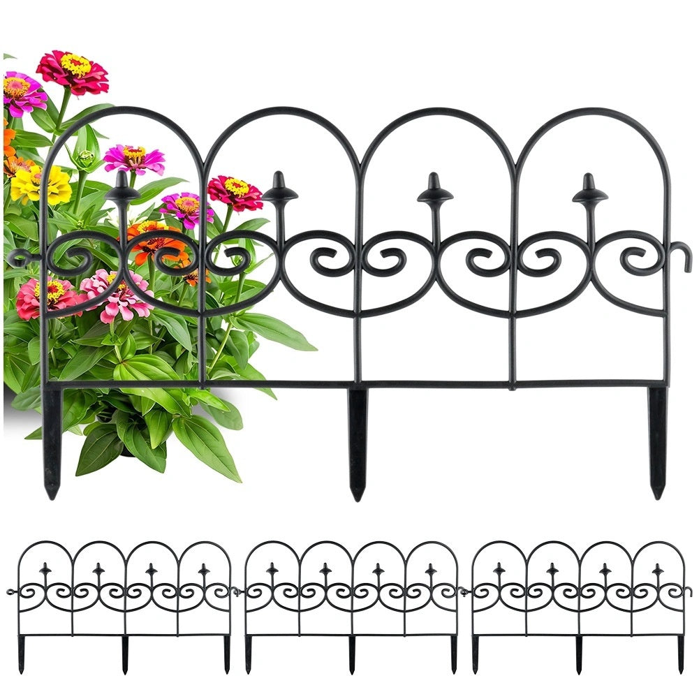 Black Garden Fence Set, 59.5x24 Cm, 4 Pieces