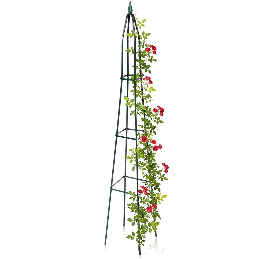 Green Metal Obelisk Garden Pergola 33x32x190 Cm