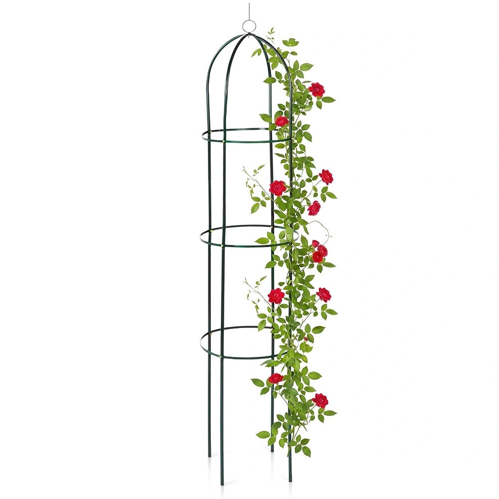 Green Metal Garden Obelisk Pergola, 36x36x194 Cm