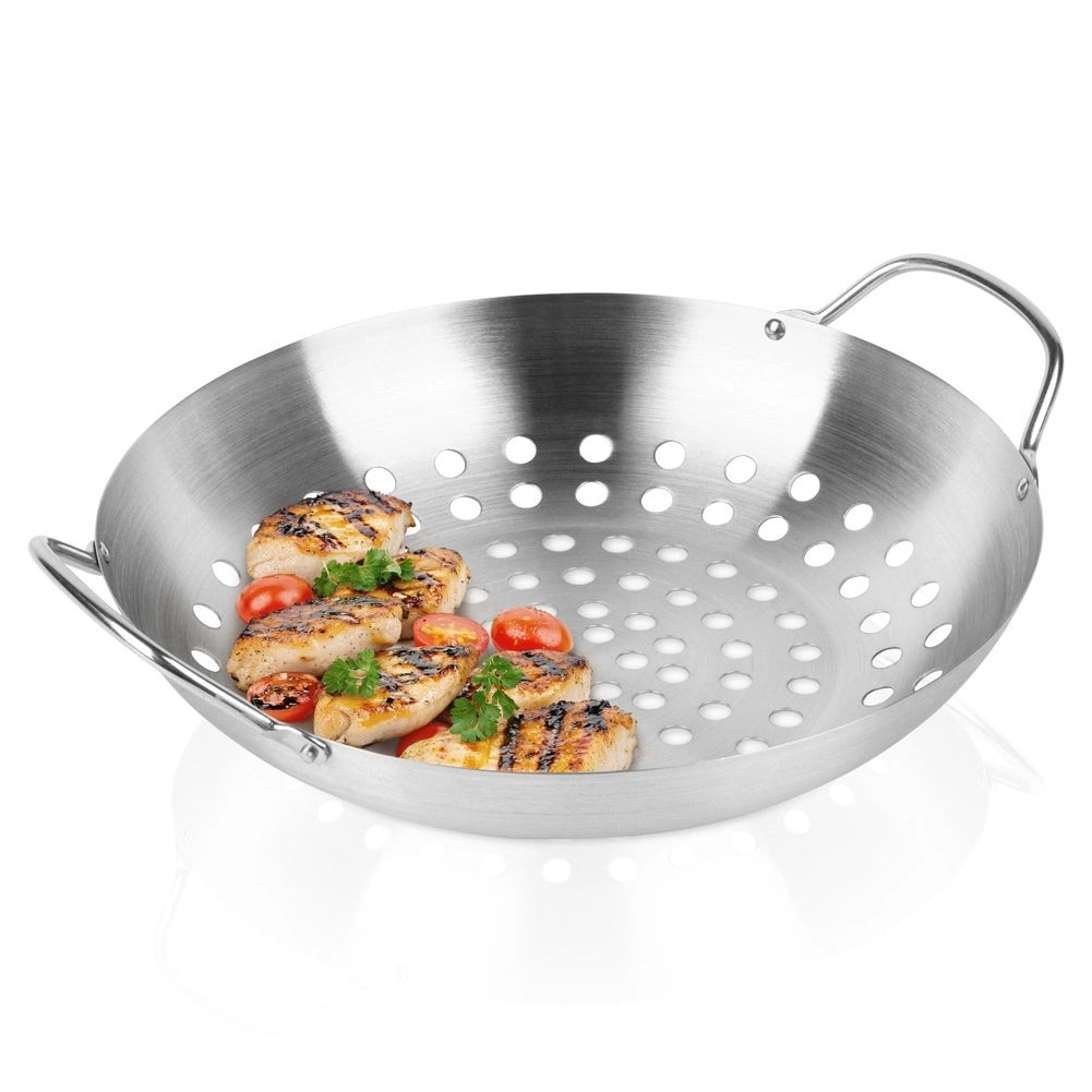 Steel Vegetable Grill Basket, Perforated, 28 Cm