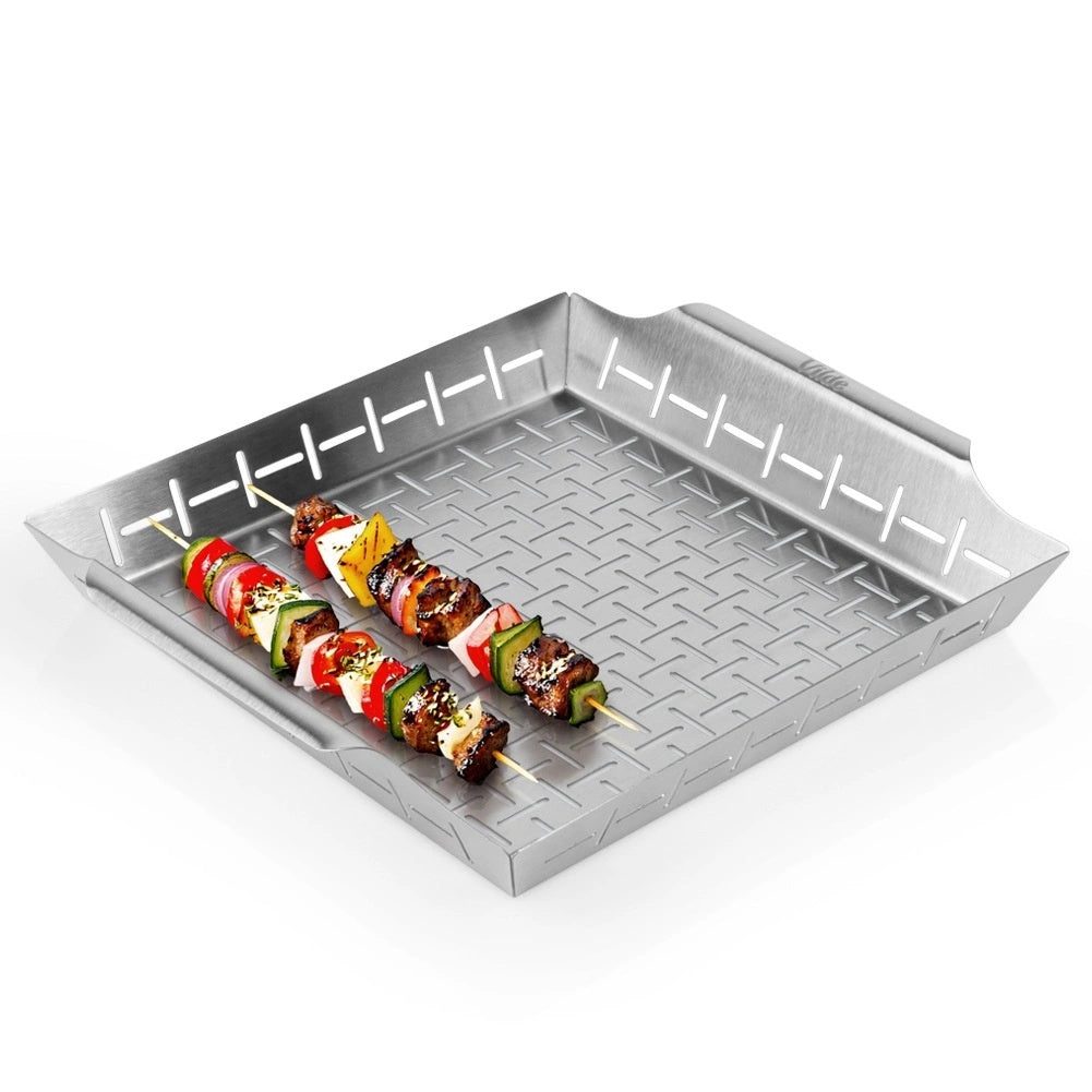 Steel Vegetable Grill Basket, Perforated, 34.5x30x5 Cm