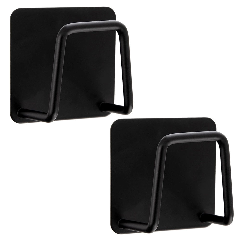 Black Metal Adhesive Hooks, 4.8x4.8 Cm, Set Of 2