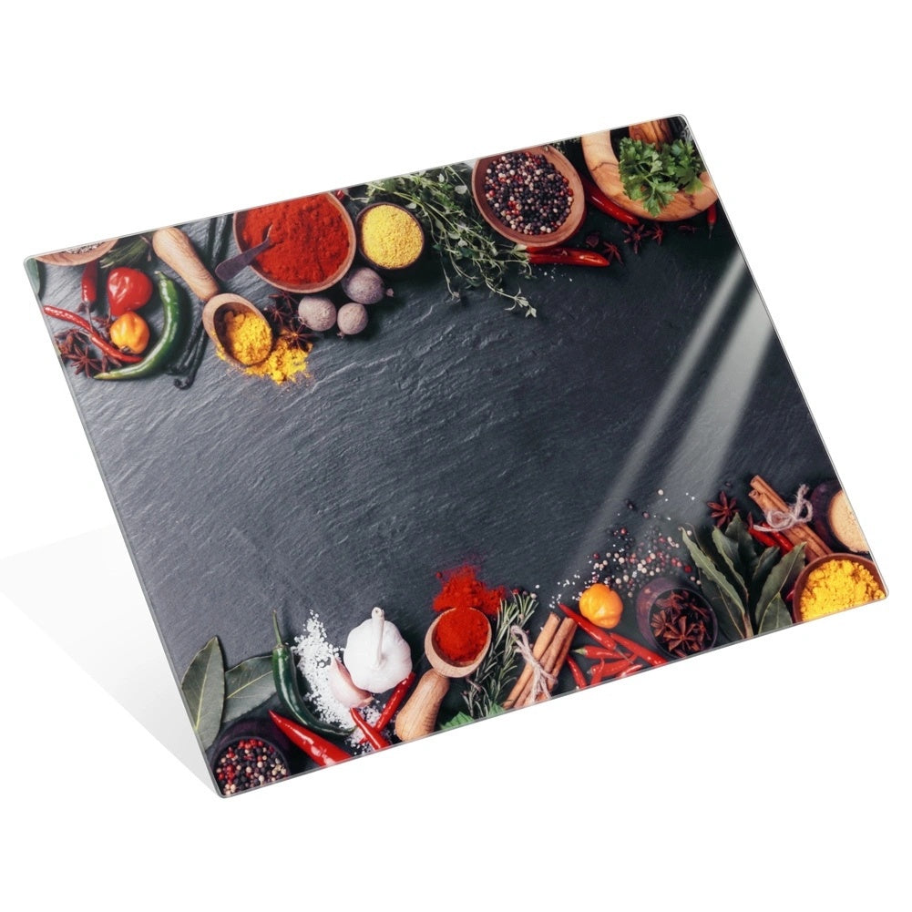 Glass Cutting Board, Marble Design, 40x30 Cm