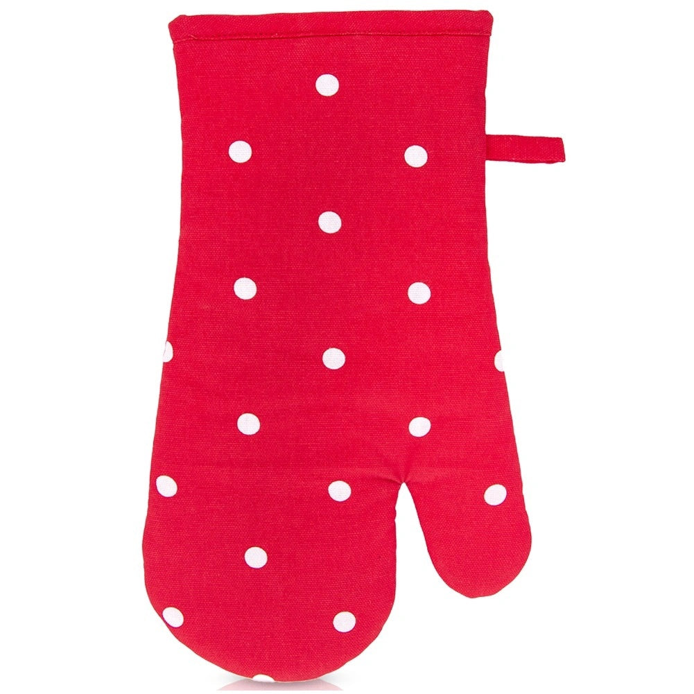 Cotton Oven Glove, Red Polka Dots, 32 Cm, Magnetic