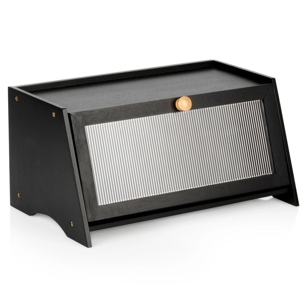 Bamboo Bread Box, Black, 40x25x20 Cm