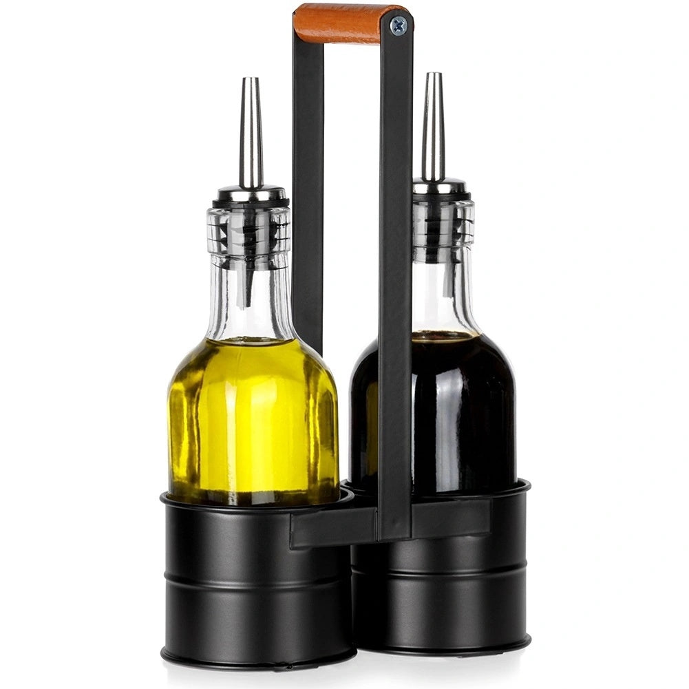 Glass Oil & Vinegar Bottle Set With Stand, 2x150ml