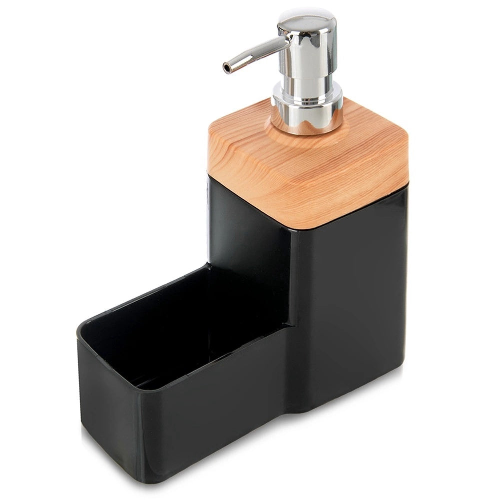 Black Kitchen Soap Dispenser With Sponge Holder, 500 Ml