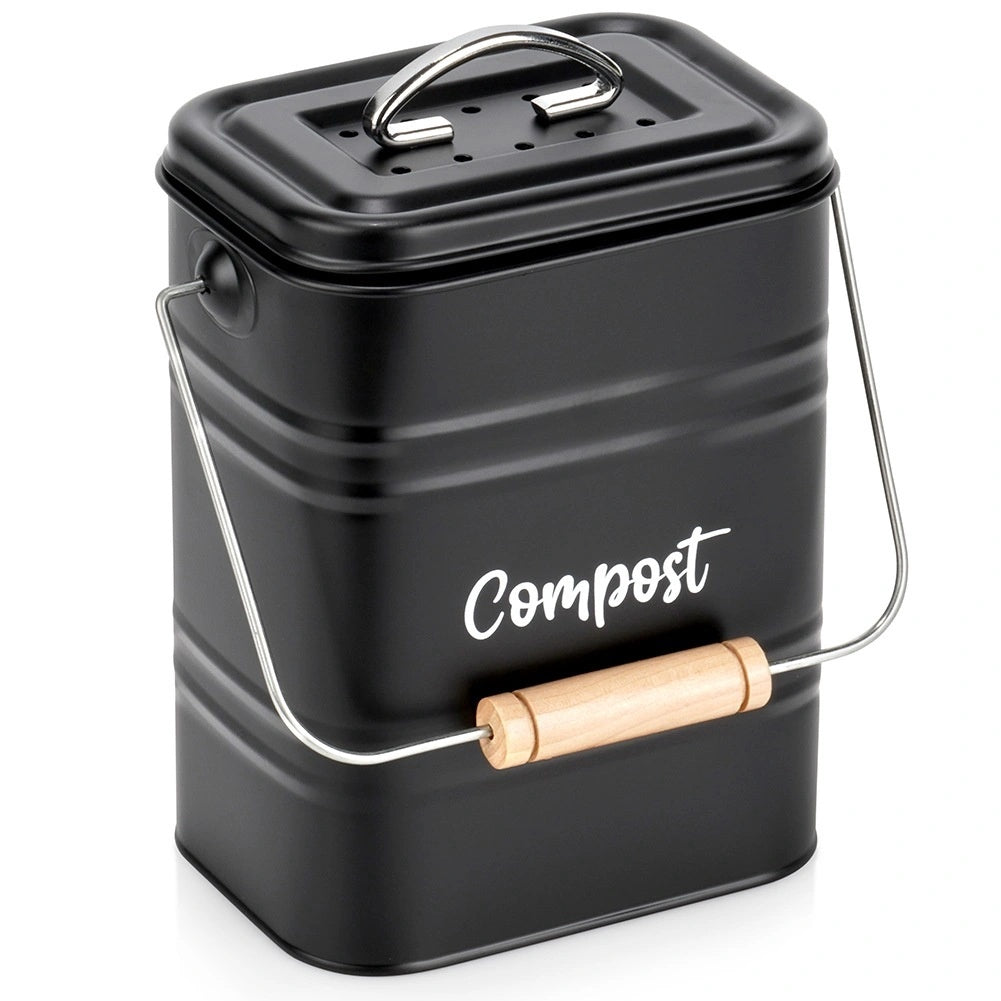 Kitchen Compost Bin With Carbon Filter, 5l, Black