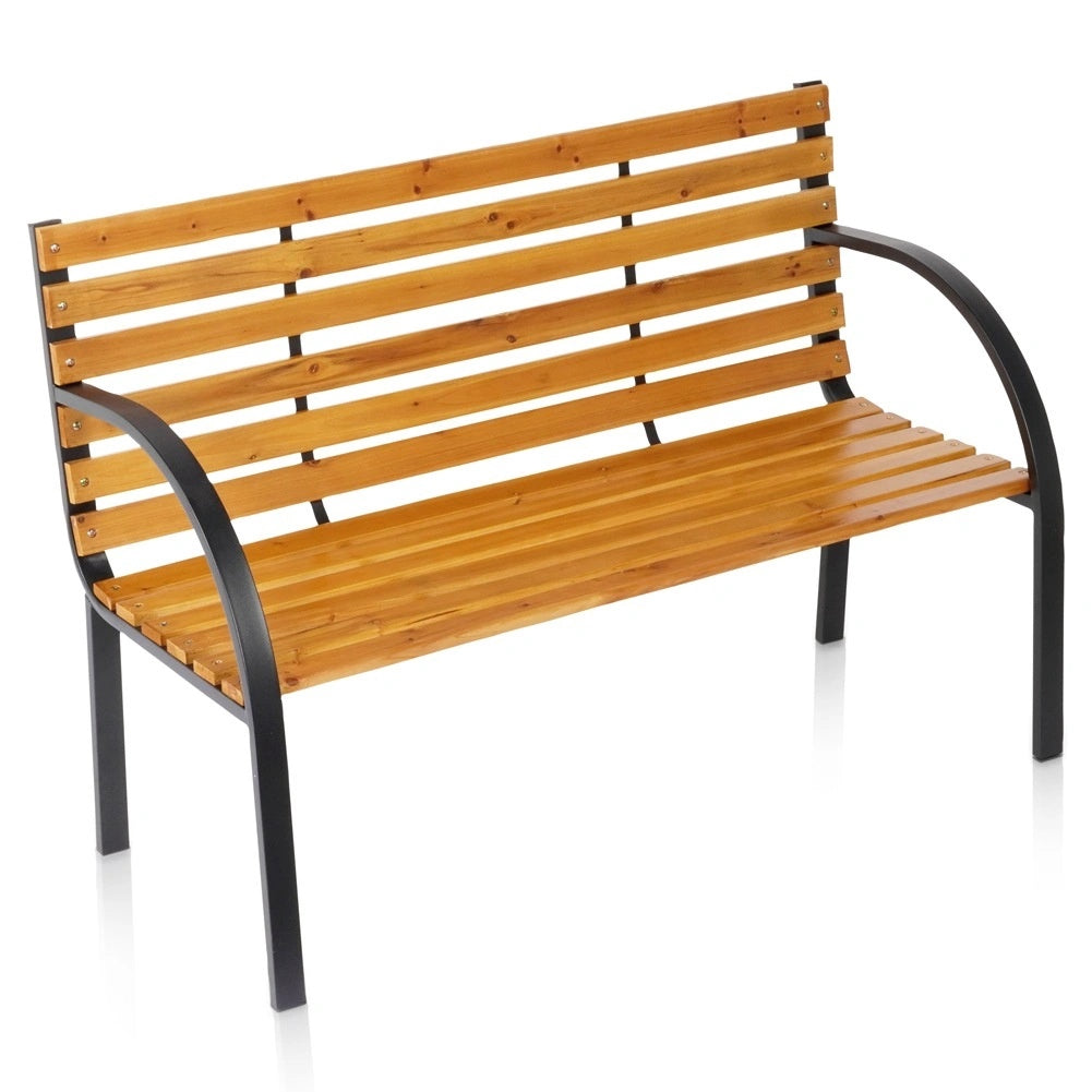 Wooden And Metal Garden Bench, 122x51x83.5 Cm