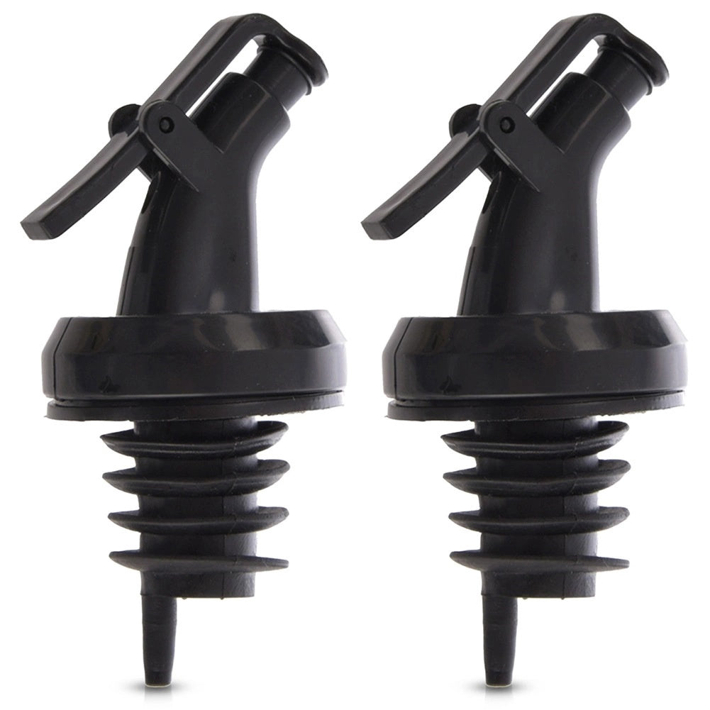Set Of 2 Universal Black Bottle Pourers, 7.5 X 3.5 Cm