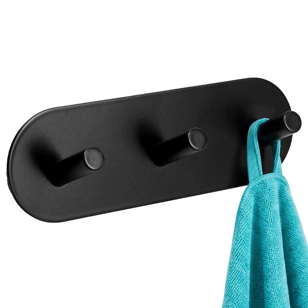 Black Metal Adhesive Wall Hook, Triple, 15x5x3.5 Cm