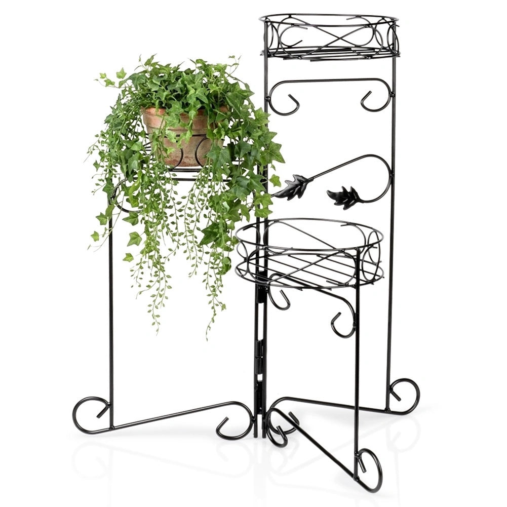 3-tier Black Metal Plant Stand - 66 Cm