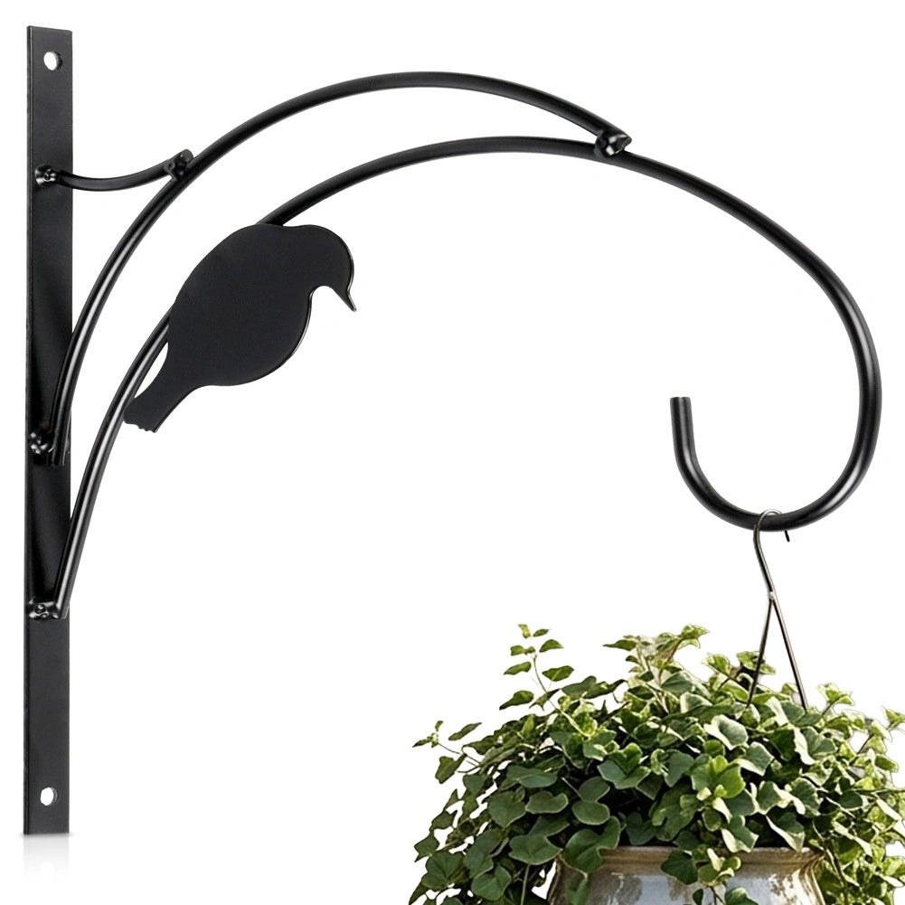 Wall-mounted Black Metal Plant Hanger, 29.5x28 Cm