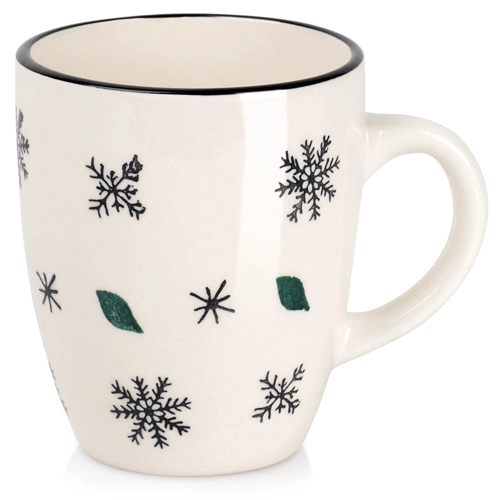 Ceramic Snowflake Mug, 350 Ml, White, Festive Design