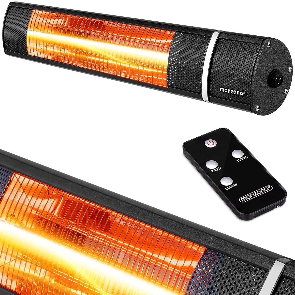 Infrarot-terrassenheizstrahler Für Den Außenbereich, 2000 W, Schwarz, Ip55