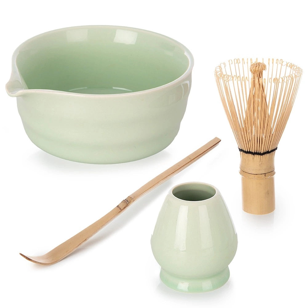 Matcha Preparation Set - Ceramic Bowl, Bamboo Whisk