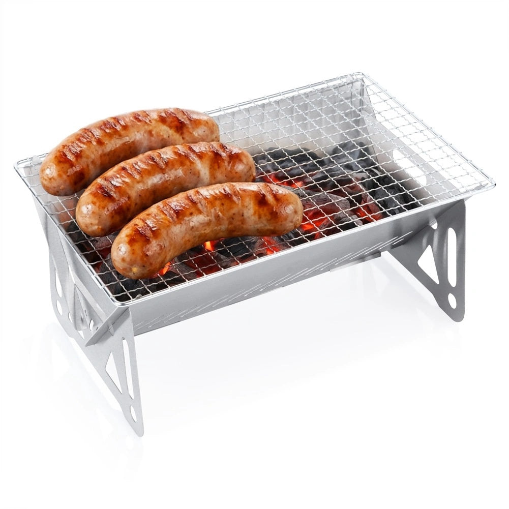 Charcoal Bbq Grill, Foldable Stainless Steel, 28x18x12 Cm