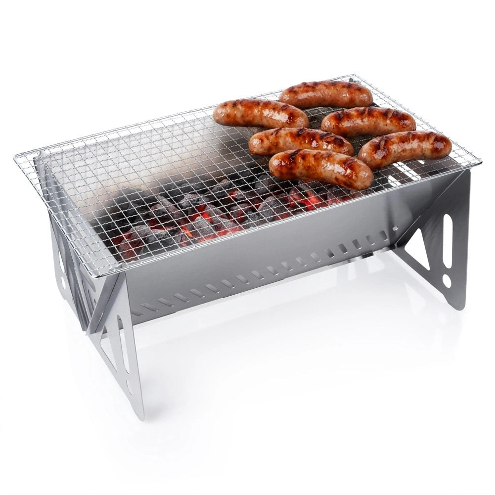 Foldable Stainless Steel Charcoal Grill, 40x24x17 Cm