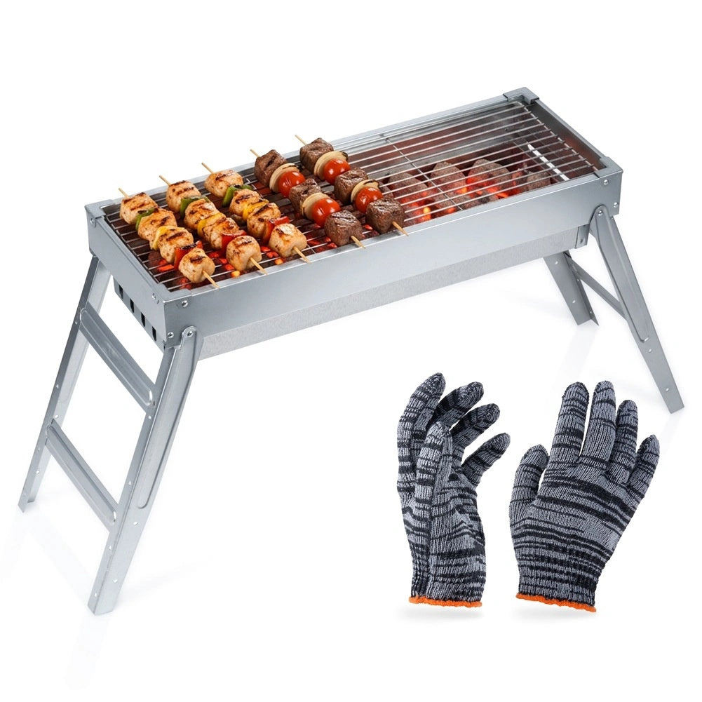 Foldable Charcoal Grill, Stainless Steel, 73x21x37 Cm