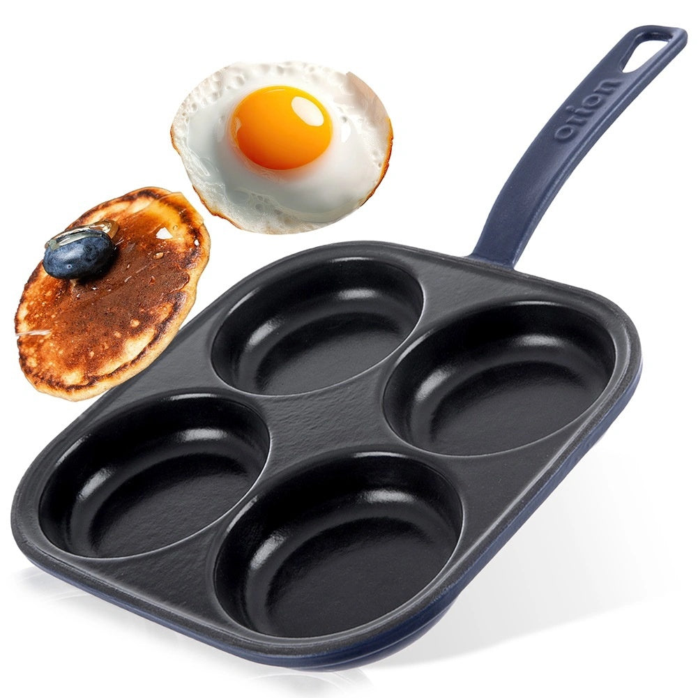 Cast Iron Egg Pan, Enamel Coated, 4 Holes, 20.5 Cm