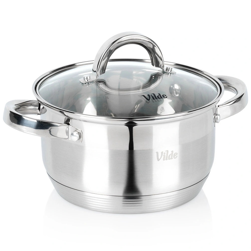 Stainless Steel Pot With Glass Lid, 18 Cm, 2.5 L